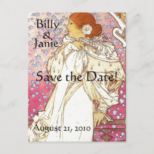 Mucha Art Nouveau Save the Date Postcard