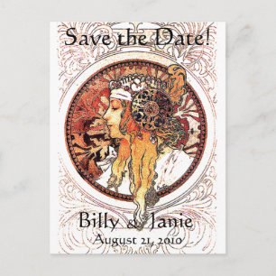 Mucha Art Nouveau Save the Date Postcard