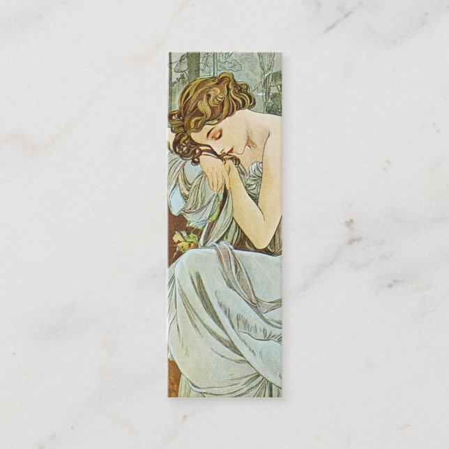 Mucha Art Nouveau Skinny Bookmark Business Cards (Front)