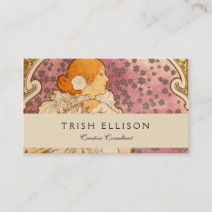 Mucha Art Nouveau Woman Beauty Business Card
