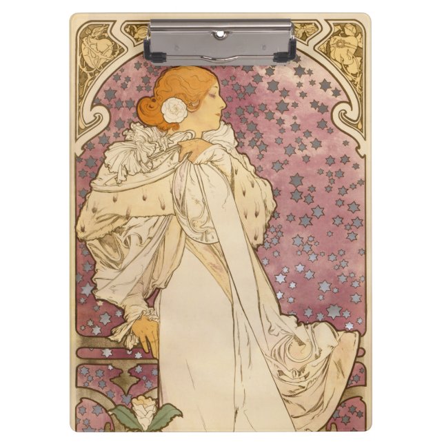 Mucha Art Nouveau Woman Beauty Clipboard (Front)
