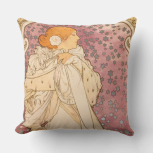 Mucha Art Nouveau Woman Beauty Cushion