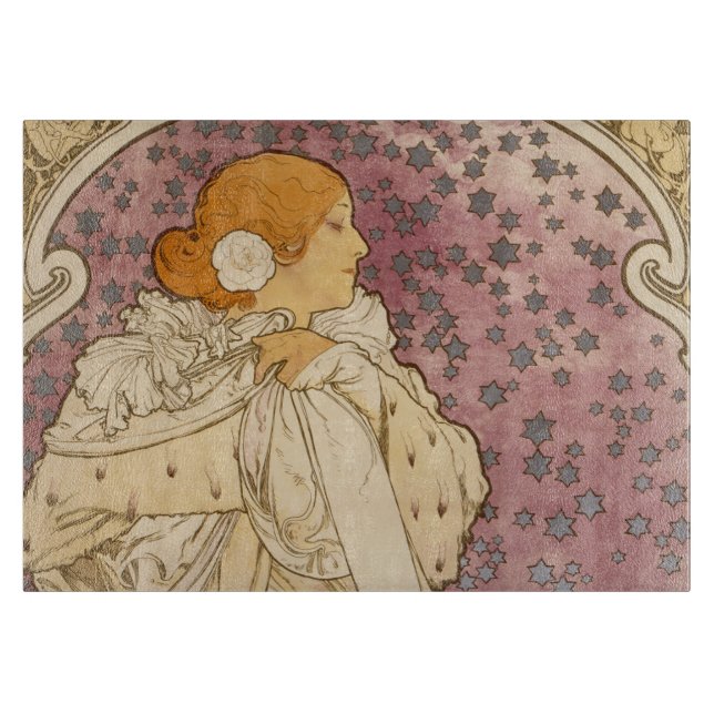 Mucha Art Nouveau Woman Beauty Cutting Board (Front)