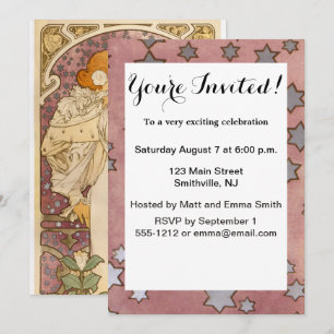 Mucha Art Nouveau Woman Beauty Invitation