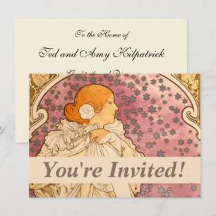 Mucha Art Nouveau Woman Beauty Invitation