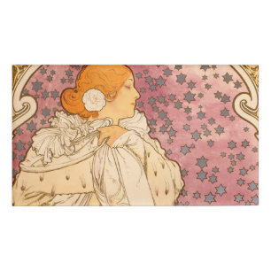 Mucha Art Nouveau Woman Beauty Name Tag