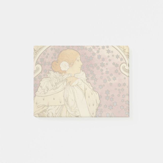 Mucha Art Nouveau Woman Beauty Post-it Notes (Front)