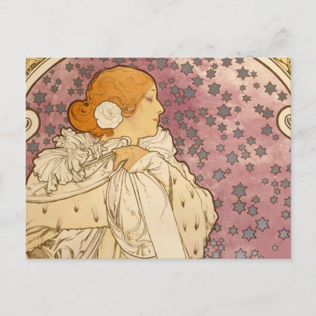 Mucha Art Nouveau Woman Beauty Postcard (Front)