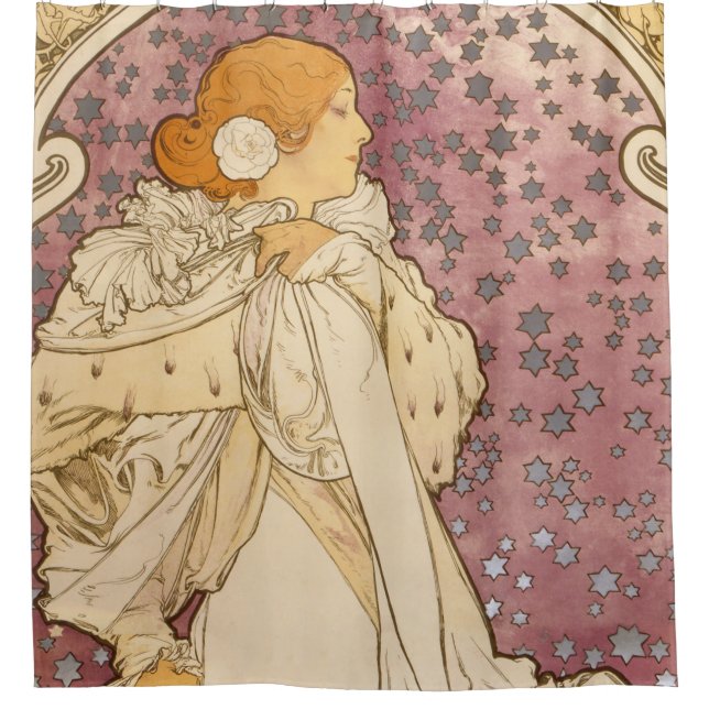 Mucha Art Nouveau Woman Beauty Shower Curtain (Front)