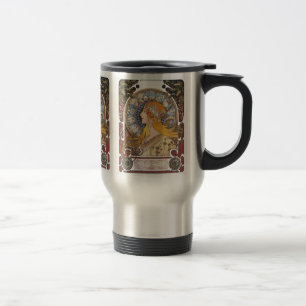 Mucha Art Nouveau -  Zodiac  - La Plume Travel Mug