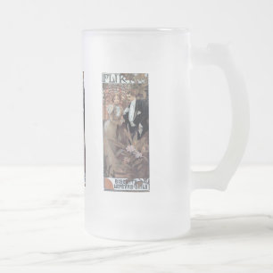 Mucha flirt woman man romantic love frosted glass beer mug