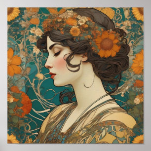 Mucha,Floral motifs,Advertising art,Czechoslovakia Poster