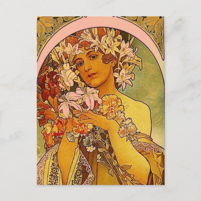 mucha flowers postcard (Front)