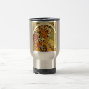 mucha flowers travel mug