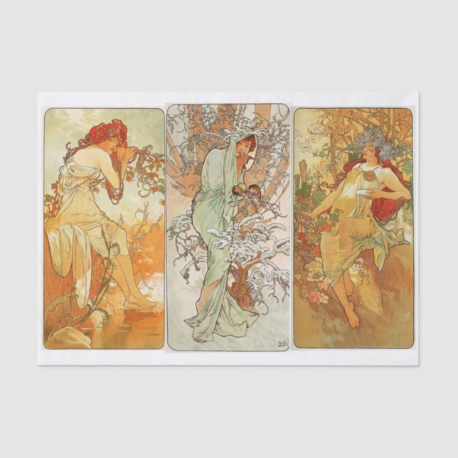 Mucha lady art decoupage tissue paper (Front)