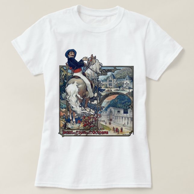 Mucha Luchon Old European City Art Nouveau T-Shirt (Design Front)