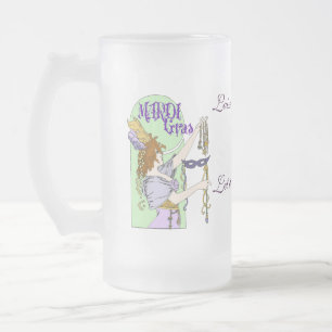 Mucha Mardi Gras Frosted Glass Beer Mug