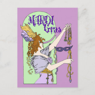 Mucha Mardi Gras Postcard