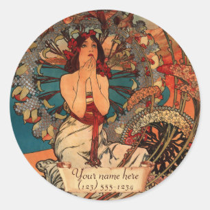 Mucha Monte Carlo Art Nouveau Bookplate Stickers