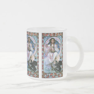 Mucha Mug: Slavia - Art Nouveau - Secession Frosted Glass Coffee Mug