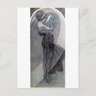 mucha north star art nouveau deco woman postcard