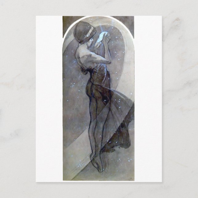 mucha north star art nouveau deco woman postcard (Front)