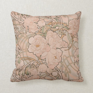 Mucha Peonies Apricot Cushion