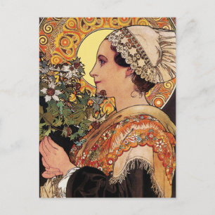 Mucha Postcard:   Alphonse Mucha - Art Nouveau Postcard