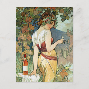 Mucha Postcard:  Cognac - Art Nouveau Postcard