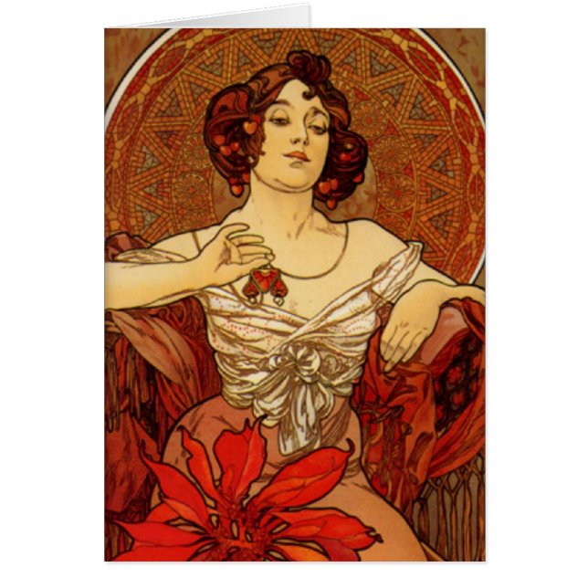 Mucha ~ "Precious Stones Ruby" Blank Card (Front)