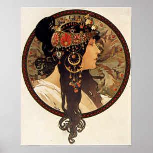 Mucha - Tete Byzantine Brune Poster