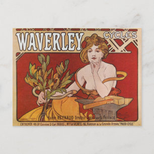 Mucha ~ Waverley Cycles 1898 Postcard