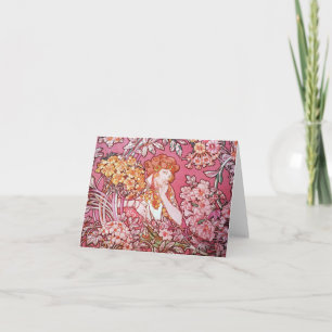 Mucha Woman Among Flowers Art Nouveau Note Cards