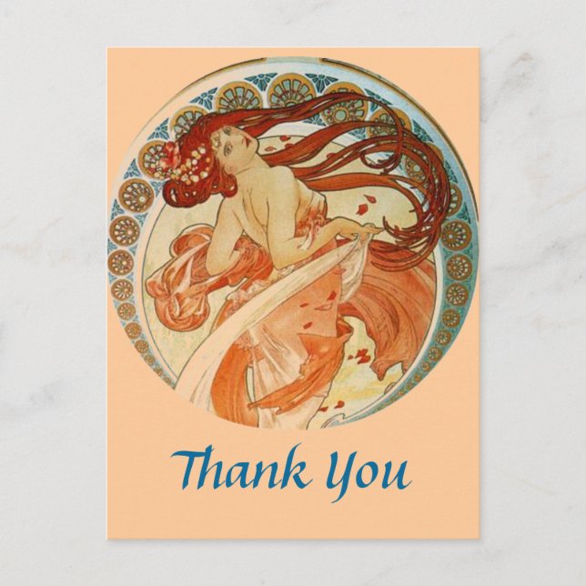 Mucha Woman Thank You Postcard (Front)