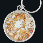 Mucha Woman With A Daisy Art Nouveau Key Chain<br><div class="desc">Femme A La Marguerite (Woman with a Daisy) c. 1900 by Alphonse Mucha. Fluid lines and a marvellously subtle palette. Sheer grace!</div>