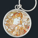 Mucha Woman With A Daisy Art Nouveau Key Chain<br><div class="desc">Femme A La Marguerite (Woman with a Daisy) c. 1900 by Alphonse Mucha. Fluid lines and a marvellously subtle palette. Sheer grace!</div>