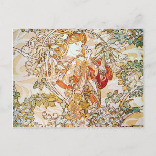 Mucha Woman With Daisy Art Nouveau Postcards