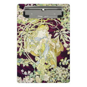 Mucha Woman with Daisy, Vintage Art Nouveau Mini Clipboard