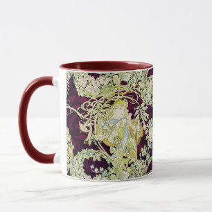Mucha Woman with Daisy, Vintage Art Nouveau Mug