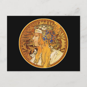 Mucha - Woman with Jewels - Vintage Art Postcard