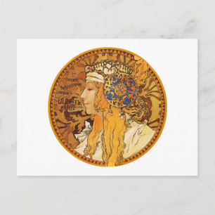 Mucha - Woman with Jewels - Vintage Art Postcard