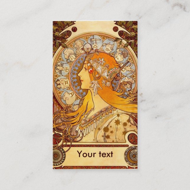 Mucha Zodiac Business Card (Front)