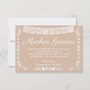 Muchas Gracias Baby Shower Beige Thank You Card