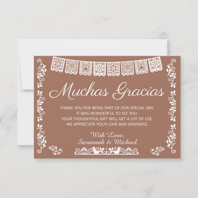 Muchas Gracias Baby Shower Terracotta Thank You Card (Front)