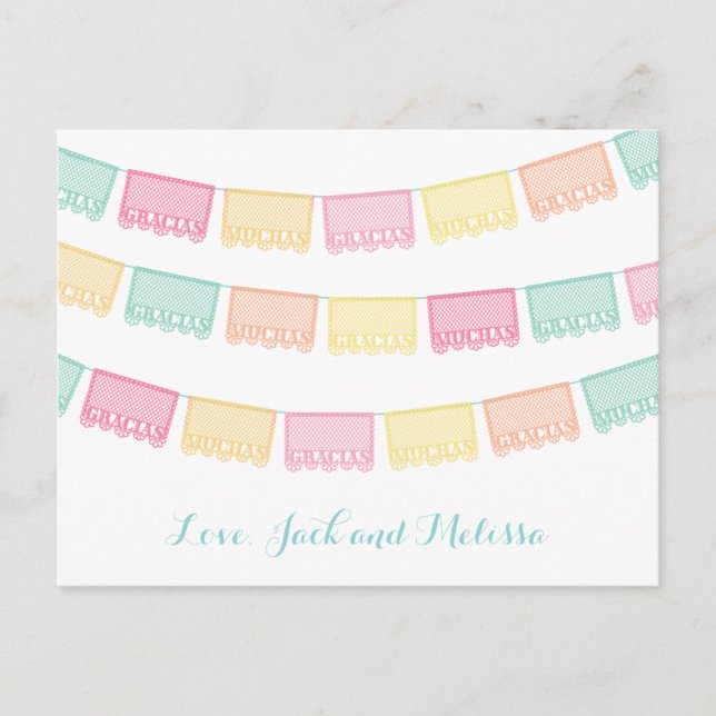 Muchas Gracias Mexican Paper Spanish Thank You Postcard (Front)