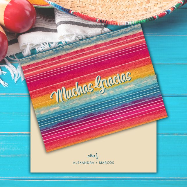 Muchas Gracias Mexican Serape Spanish Wedding Thank You Card (Creator Uploaded)