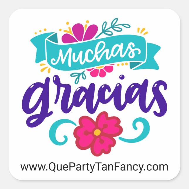 Muchas Gracias, Personalised Spanish Square Sticker (Front)