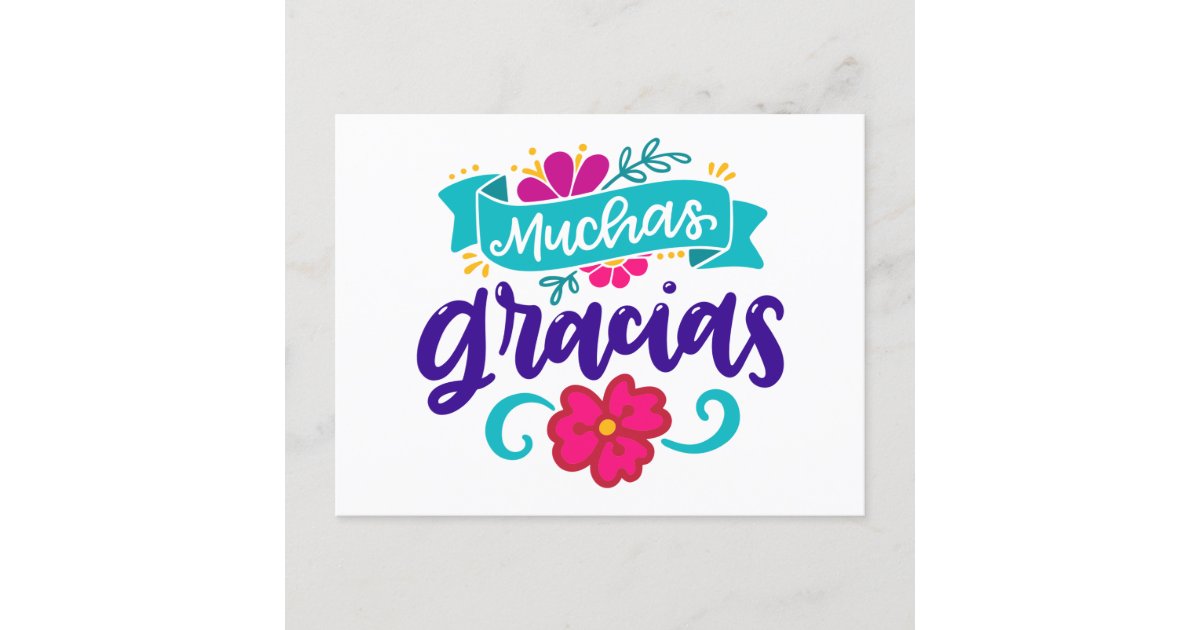 Muchas Gracias Spanish And Colourful Postcard Zazzle Muchas Gracias Spanish And Colourful Postcard Zazzle
