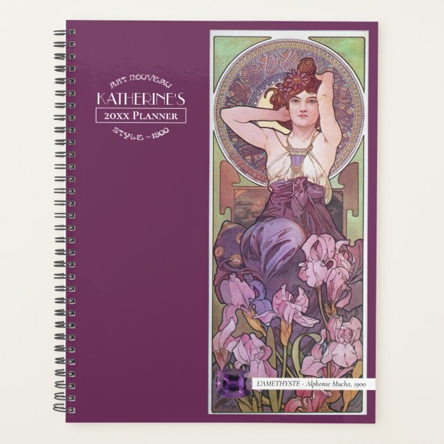 Mucha's Precioius Stones Amethyst Large Planner (Front)