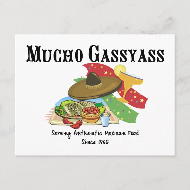 Mucho Gassyass Mexican Food Postcard (Front)